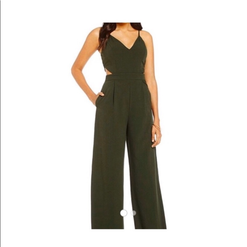 Green Cut Out Large Gianni Bini Pocket Jumpsuit